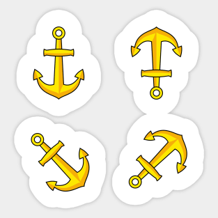 Cartoon Golden Boat Anchor Set Sticker